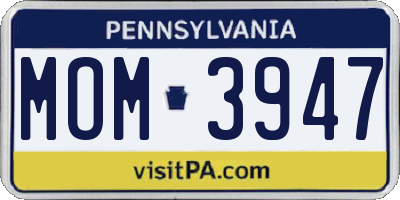 PA license plate MOM3947