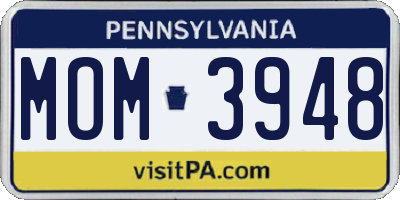 PA license plate MOM3948