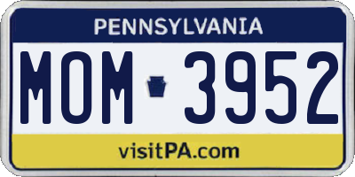 PA license plate MOM3952