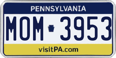 PA license plate MOM3953
