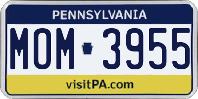 PA license plate MOM3955
