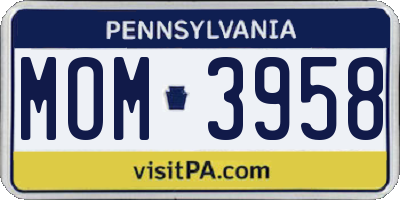 PA license plate MOM3958