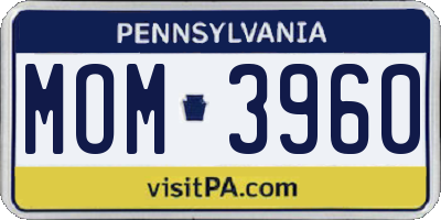 PA license plate MOM3960
