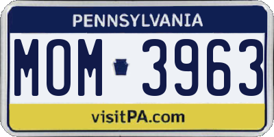 PA license plate MOM3963