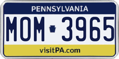 PA license plate MOM3965