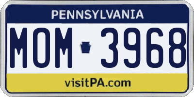 PA license plate MOM3968