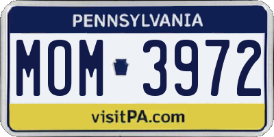 PA license plate MOM3972