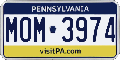 PA license plate MOM3974