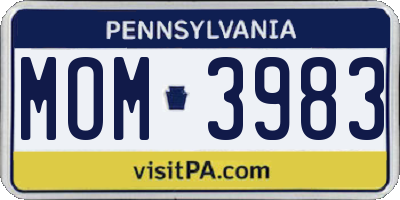 PA license plate MOM3983