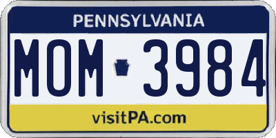 PA license plate MOM3984