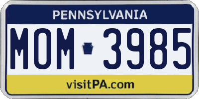 PA license plate MOM3985