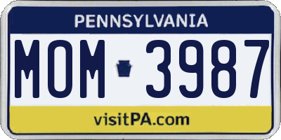 PA license plate MOM3987