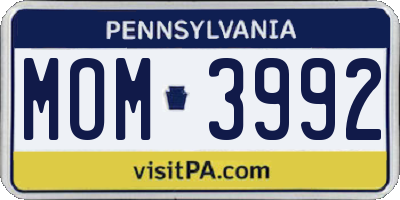 PA license plate MOM3992