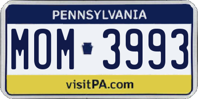 PA license plate MOM3993