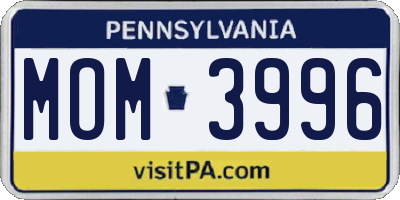 PA license plate MOM3996