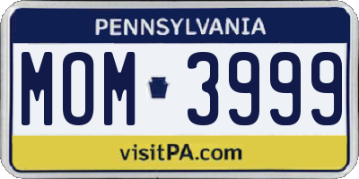 PA license plate MOM3999