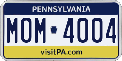 PA license plate MOM4004
