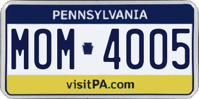 PA license plate MOM4005