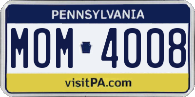 PA license plate MOM4008