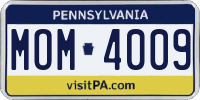 PA license plate MOM4009