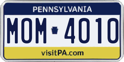 PA license plate MOM4010