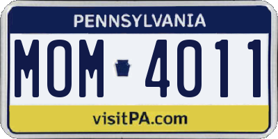 PA license plate MOM4011