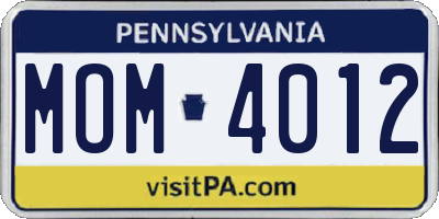 PA license plate MOM4012