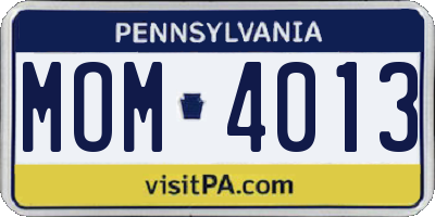PA license plate MOM4013