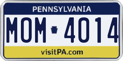 PA license plate MOM4014