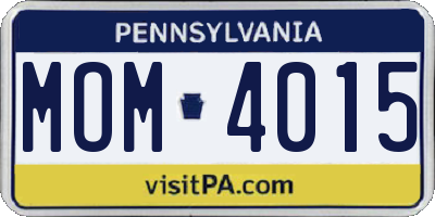 PA license plate MOM4015
