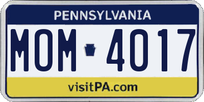 PA license plate MOM4017