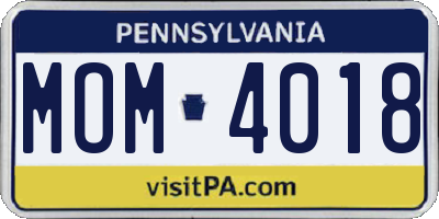 PA license plate MOM4018