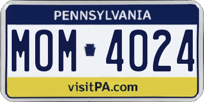 PA license plate MOM4024