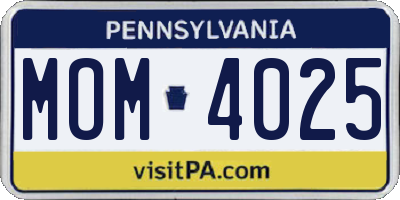 PA license plate MOM4025
