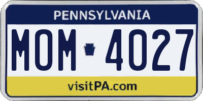 PA license plate MOM4027