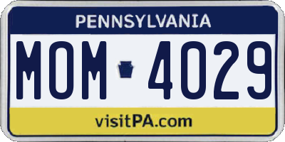 PA license plate MOM4029