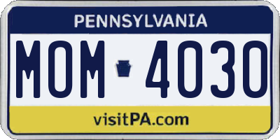 PA license plate MOM4030