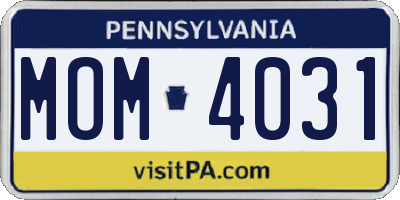 PA license plate MOM4031