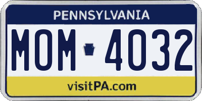 PA license plate MOM4032