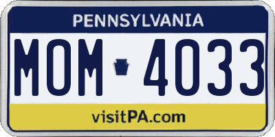 PA license plate MOM4033
