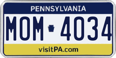 PA license plate MOM4034