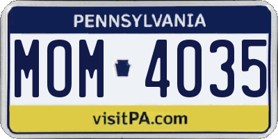 PA license plate MOM4035