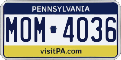 PA license plate MOM4036