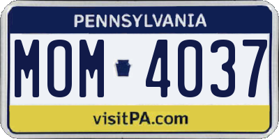PA license plate MOM4037