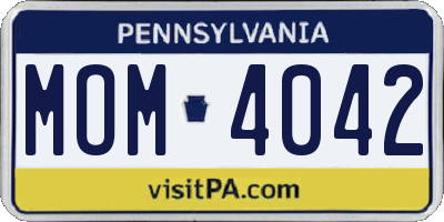 PA license plate MOM4042