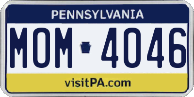 PA license plate MOM4046