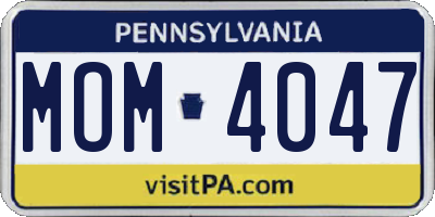 PA license plate MOM4047
