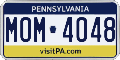 PA license plate MOM4048