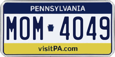 PA license plate MOM4049