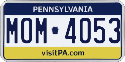 PA license plate MOM4053
